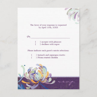 Postal De Invitación Elegante Boda de Floral Púrpura Elección RSVP