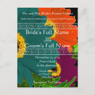 Postal De Invitación Elegante Boda de Gerbera Daisy 