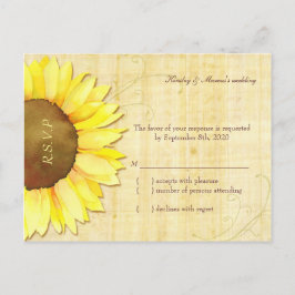 Postal De Invitación Elegante Boda de Girasol del Papiro RSVP