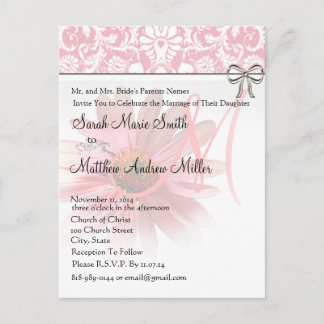 Postal De Invitación Elegante Boda de la Confloración Rosa