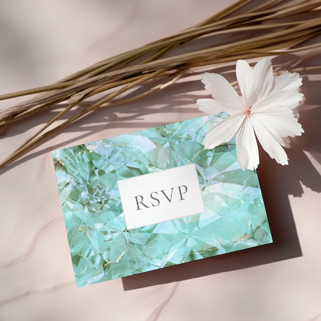 Postal De Invitación Elegante Boda Gemstone de Vidrio del Mar RSVP (Subido por el creador)