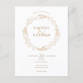 Postal De Invitación Elegante Boda Laurel Garland moderno Gold