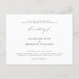 Postal De Invitación Elegante Boda Minimalista blanco y negro