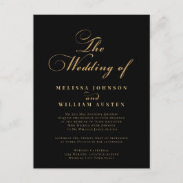 Postal De Invitación Elegante Boda negro dorado