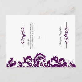 Postal De Invitación Elegante Boda Púrpura Invitada Y RSVP