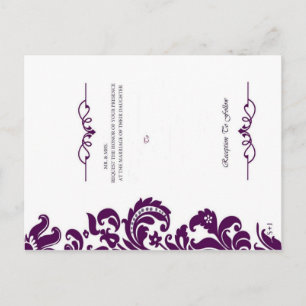 Postal De Invitación Elegante Boda Púrpura Invitada Y RSVP
