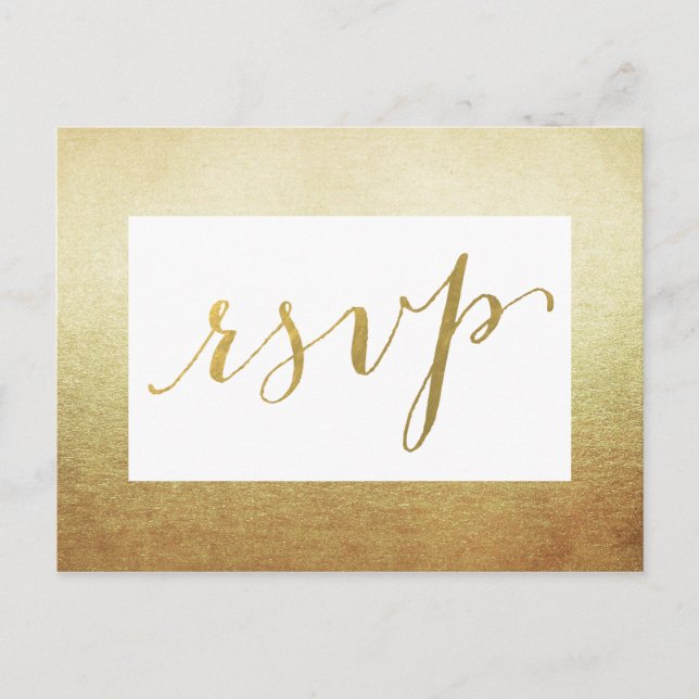 Postal De Invitación Elegante borde Relieve metalizado dorado falso mat (Anverso)