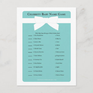 Postal De Invitación Elegante Bow Azul Celebrity Baby Name Shower Game