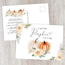 Postal De Invitación Elegante calabaza Floral acuarela Baby Shower