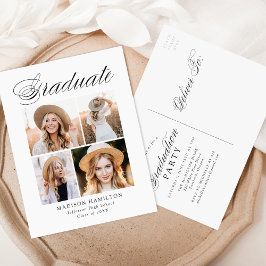 Postal De Invitación Elegante caligrafía 4 Fiesta de Graduación Fotográ
