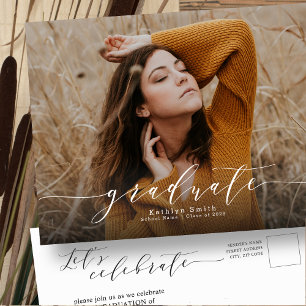 Postal De Invitación Elegante caligrafía Moda moderna Graduación fotogr