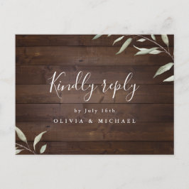 Postal De Invitación Elegante casa de campo de madera verde RSVP I