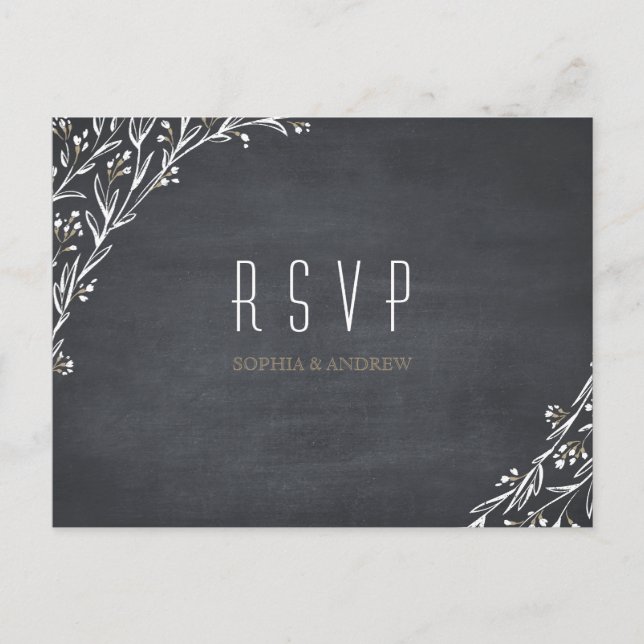 Postal De Invitación Elegante chalé floral de boda rústica RSVP (Anverso)