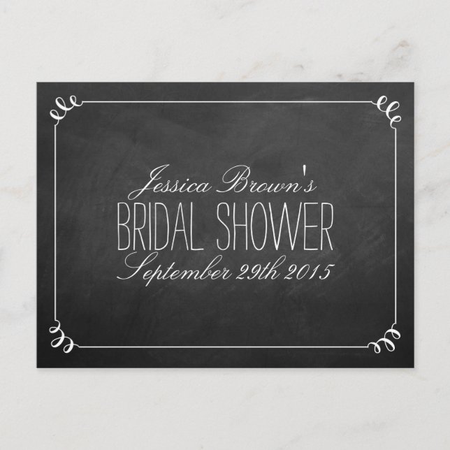 Postal De Invitación Elegante Chalkboard Bridal Shower Recetales (Anverso)