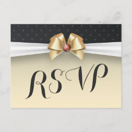 Postal De Invitación Elegante Cinta de Oro Blanco Boda de Diamante Rojo