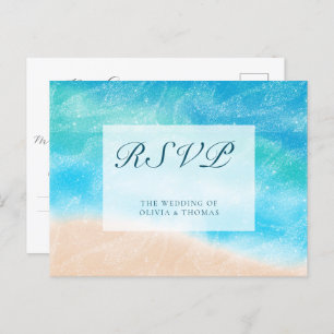 Postal De Invitación Elegante Classic Watercolor Beach Wedding Meal RSV
