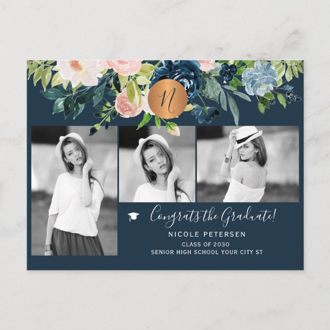 Postal De Invitación Elegante collage de fotos de la fiesta de graduaci (Anverso)