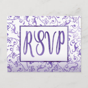 Postal De Invitación Elegante color de agua morado Flourishes Boda RSVP