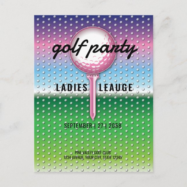 Postal De Invitación Elegante diseño de Fiesta de golf para damas (Anverso)