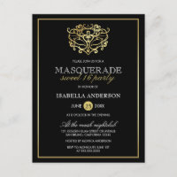 Elegante dorado y dulce de máscaras negras 16 Fies