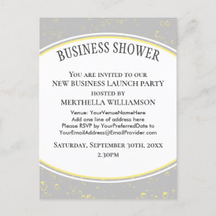 Postal De Invitación Elegante ducha de negocios gris