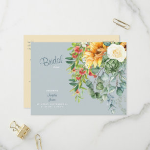 Postal De Invitación Elegante Ducha de Novia Sunflower Toscana II