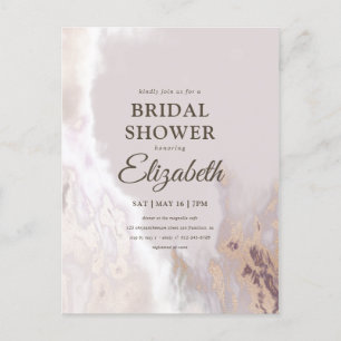 Postal De Invitación Elegante ducha nupcial de acuarela dorada