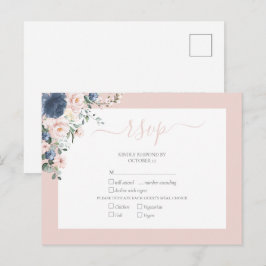 Postal De Invitación Elegante Dusty Blue Rubor Lace Script RSVP