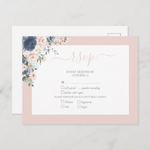 Postal De Invitación Elegante Dusty Blue Rubor Lace Script RSVP