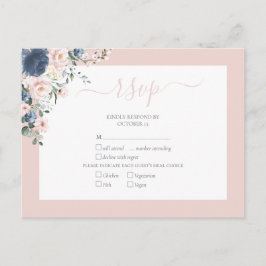Postal De Invitación Elegante Dusty Blue Rubor Lace Script RSVP