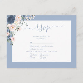 Postal De Invitación Elegante Dusty Blue Rubor Lace Script RSVP