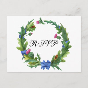 Postal De Invitación Elegante escocés Thistle Boda Meal Choice RSVP