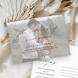 Postal De Invitación Elegante escritura foto boda 