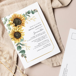 Postal De Invitación Elegante Eucalyptus Floral Ducha nupcial Sunflower