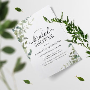 Postal De Invitación Elegante Eucalyptus Greenery Bridal Shower
