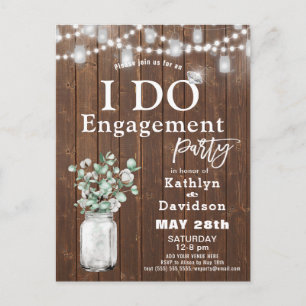 Postal De Invitación Elegante Eucalyptus Mason Jar I DO Engagement Part