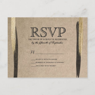 Postal De Invitación Elegante Faux Gold y Black Paint Strokes
