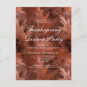 Postal De Invitación Elegante Fiesta de cena de Día de Acción de Gracia
