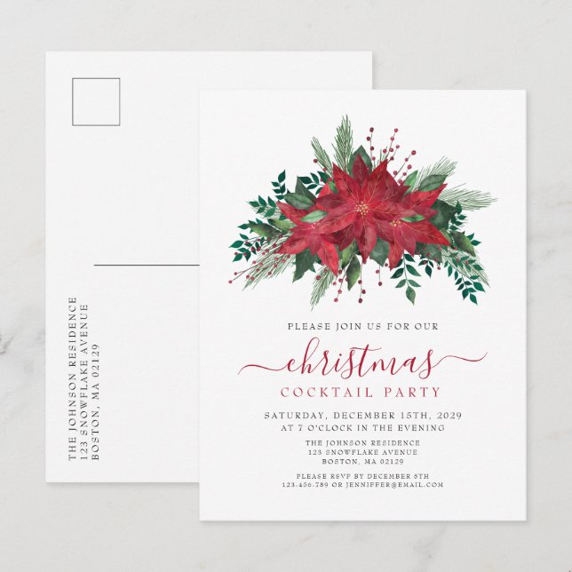 Postal De Invitación Elegante Fiesta de cócteles de los Navidades de la (Anverso / Reverso)