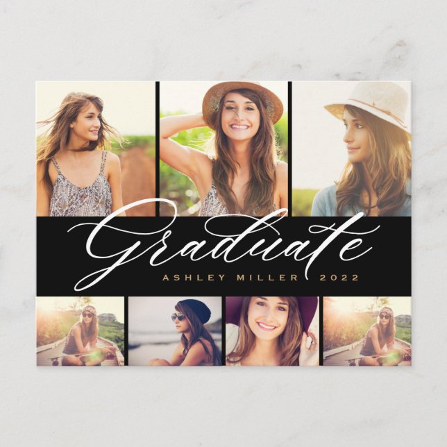 Postal De Invitación Elegante Fiesta de Collage de fotos graduado de ca (Anverso)