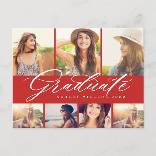Postal De Invitación Elegante Fiesta de Collage de fotos graduado de ca (Anverso)