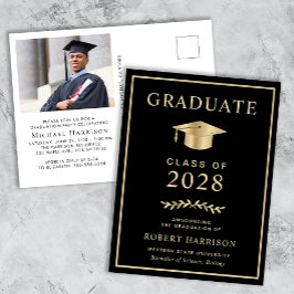 Postal De Invitación Elegante Fiesta de graduación de Black College