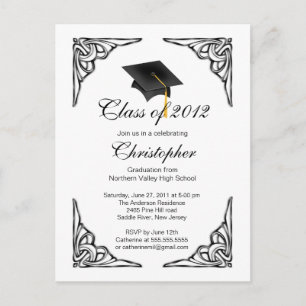 Postal De Invitación Elegante fiesta de graduación de Cabo Negro