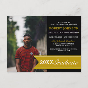 Postal De Invitación Elegante fiesta de graduación de foto de Banner ne
