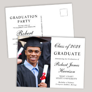 Postal De Invitación Elegante Fiesta de Graduación de Photo College