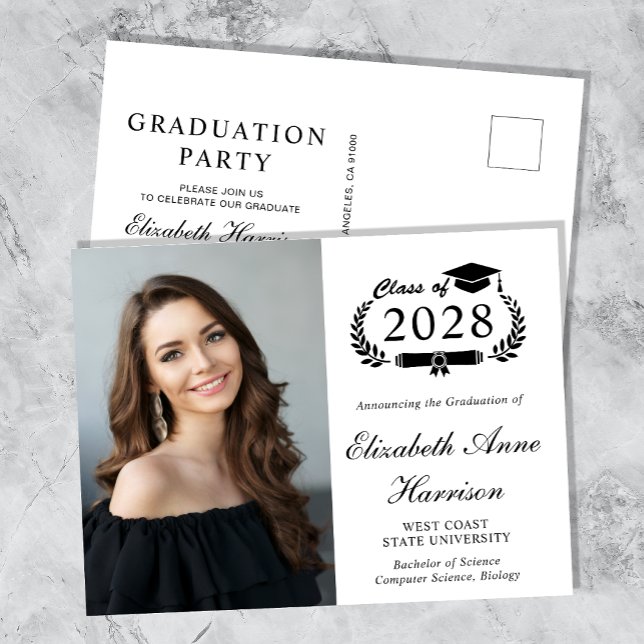 Postal De Invitación Elegante Fiesta de Graduación de Photo College (Subido por el creador)