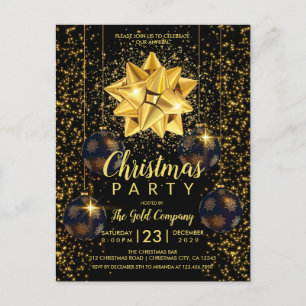 Postal De Invitación Elegante fiesta de Navidades del Oro Negro