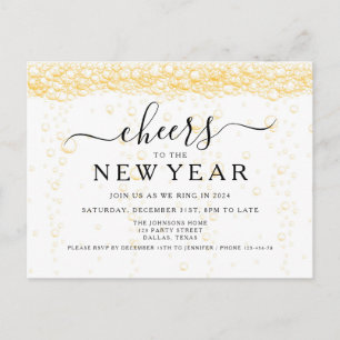 Postal De Invitación Elegante Fiesta de Nochevieja Fizz