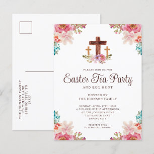 Postal De Invitación Elegante Fiesta de Té de Pascua