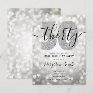 Postal De Invitación Elegante Fiesta moderno plateado 30 cumpleaños